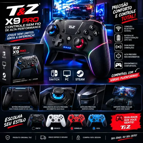 controle gamer sem fio T&Z X9