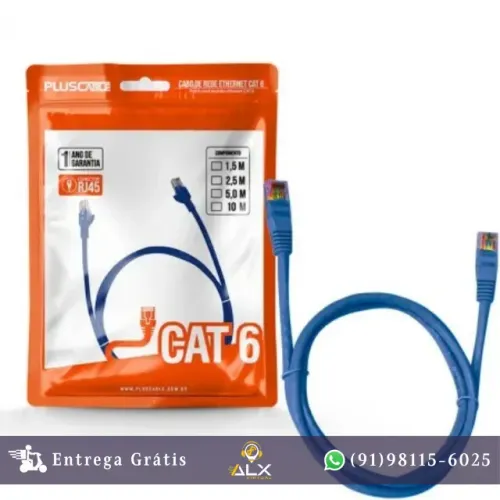 Cabo de Rede Cat6 2,5m/5m/10m Azul Plus Cable - Crimpado *ENTREGA GRÁTIS*