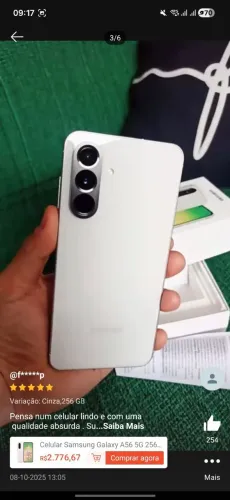 Celular A56 256Gb Samsung = seminovo