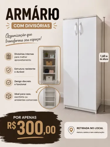 Armário organizador duas portas, alto