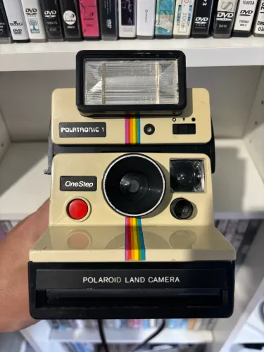 Câmera Vintage Antiga Polaroid OneStep Rainbow para decoração One Step Flash Polatronic 1