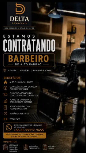 VAGA PARA BARBEIRO - DELTA BARBEARIA