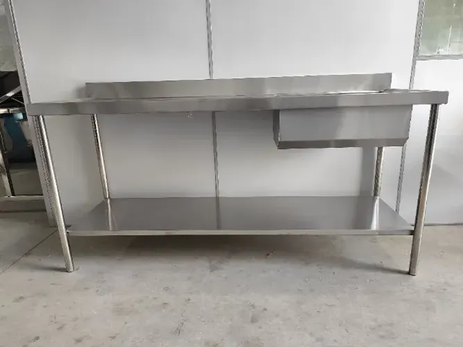 Pia Inox Reforçada para Cozinha Industrial 2,20x0,60x0,90