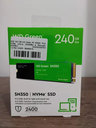 SSD NVMe WD Green SN350 240GB M.2 PCIe - Excelente Estado
