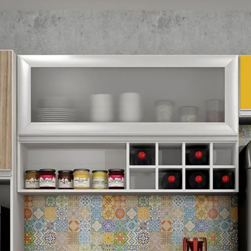 Aéreo Basculante Cozinha Carrara com Vidro Promoção!!! Entrega Rápida
