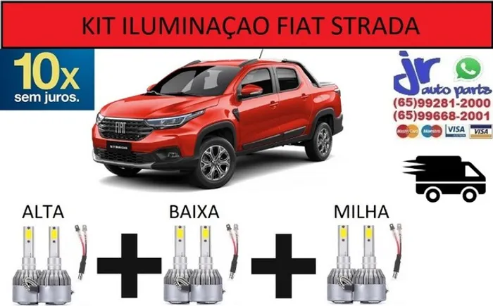 Lampada Ultra LED (Alta/Baixa/Milha) Fiat Strada 6000K 12V 24V
