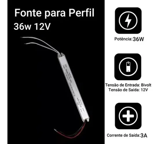 Fonte Slim Driver Para Perfil Fita De Led