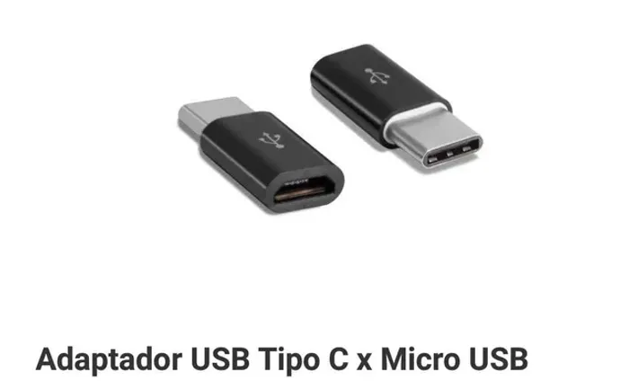 Adaptador Otg Tipo C Macho x Micro USB V8 Fêmea