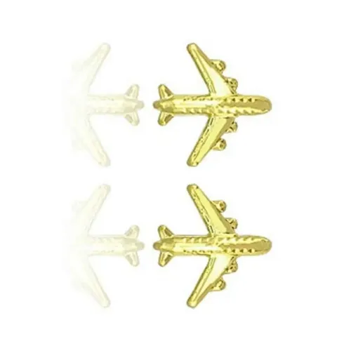 Par de brincos anti alérgicos avião folheados a ouro 18k última peça