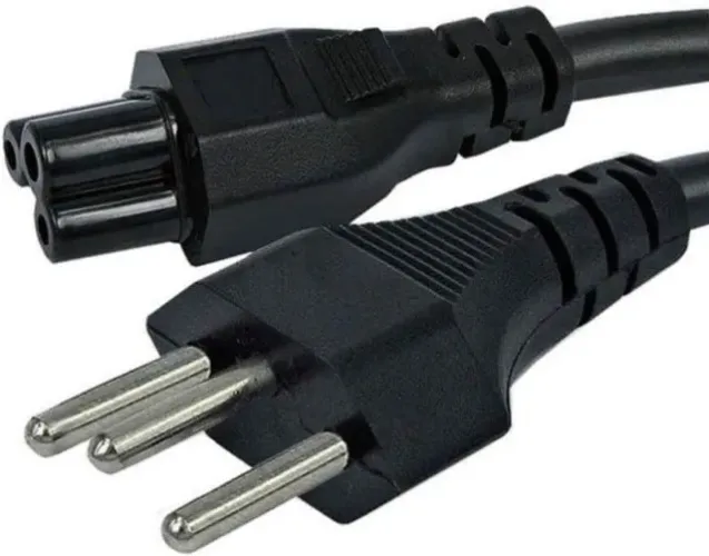 Cabo de força (energia) tripolar com 3 pinos e bipolar com 2 pinos