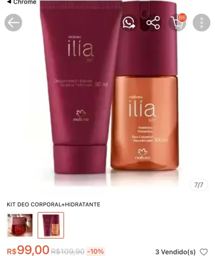 Deo Corporal + Hidratante Ilia Natura 2 produtos 