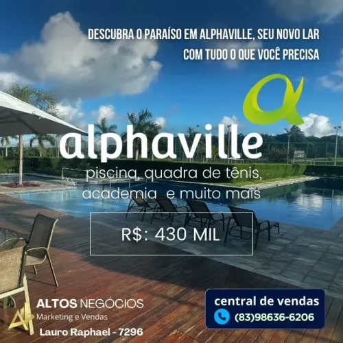Vende-se terreno no condomínio Alphaville Bayeux, 4 minutos de João Pessoa