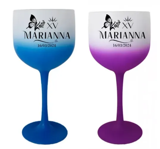 Taça De Gin Personalizada em Degrade, Jateada e Cristal 550ml