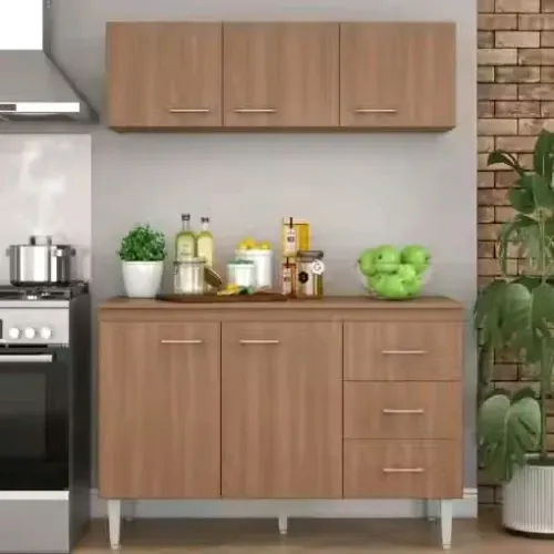 Armário Aéreo 3 portas Ipanema + Balcão(Tampo comum) Copacabana tt C98