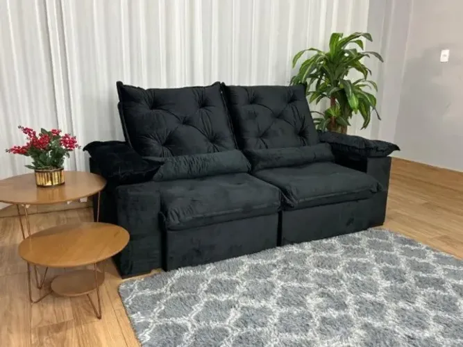 Sofá Retrátil 3 Lugares City Preto