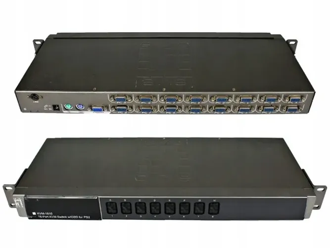 Switch KVM 16 Portas Console PS2 (mouse, teclado, vídeo) Console 1 mouse 1 teclado 1 VGA