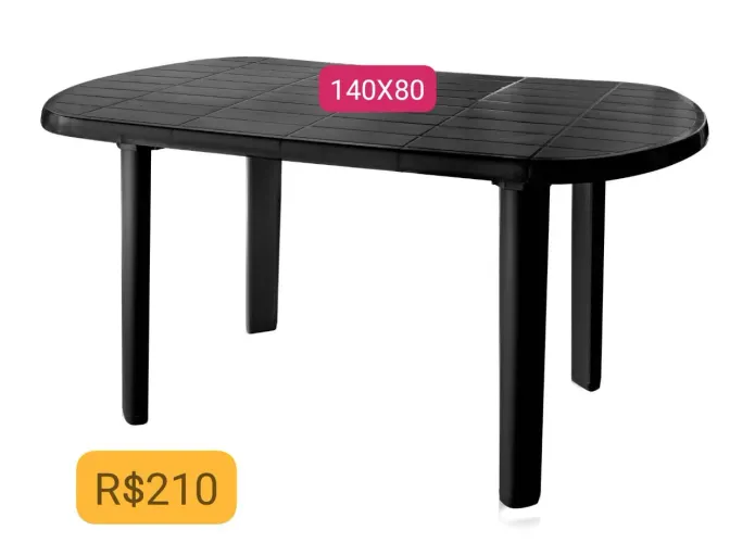 Mesa Plastica Retangular Para 6 Cadeiras 140X80 