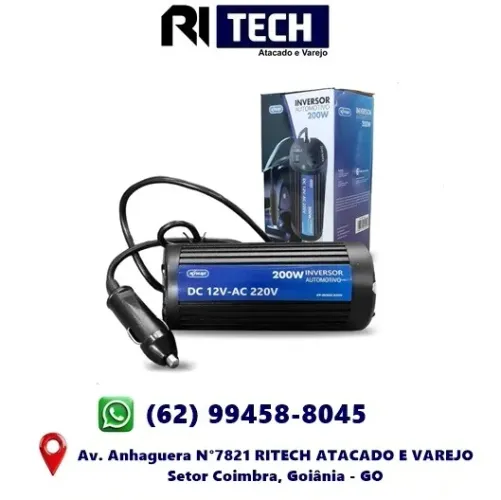 Inversor Tensão Automotivo 200w 12v 220v USB Turbo Carrega Celular Notebook