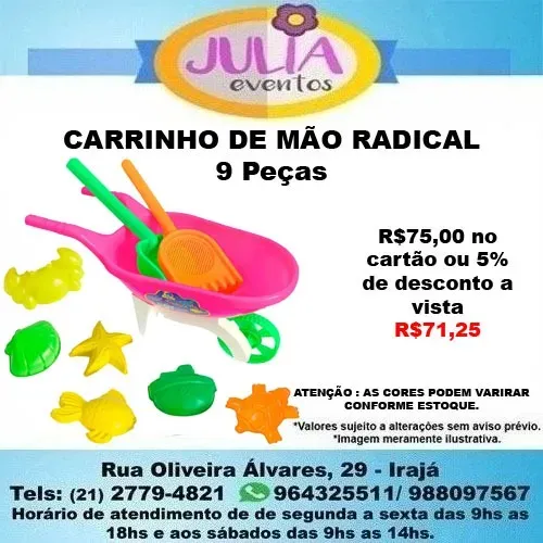 Kit De Praia Parque Super Carrinho De Mão Radical 9 Peças