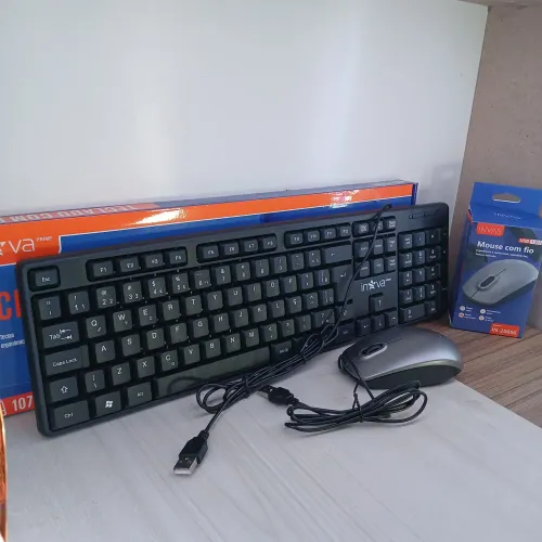 Kit Teclado e Mouse com Fio -Novo