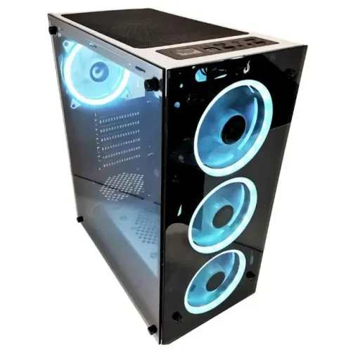 Gabinete Computador Rise Mode Glass 06 Frente e Lateral em Vidro Branco Novo