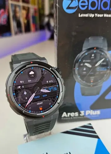 SMARTWATCH ZEBLAZE ARES 3 PLUS - Tela Amoled, Ligações, Notificações, Esportes, Saúde.