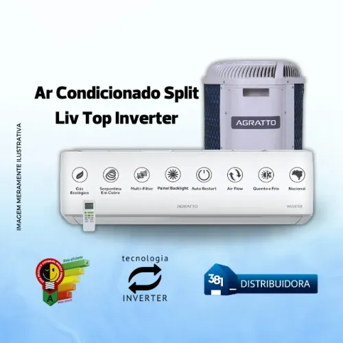 Ar Condicionado Agratto Liv Top Inverter 9000 BTUs - Econômico, Silencioso e Ecológico