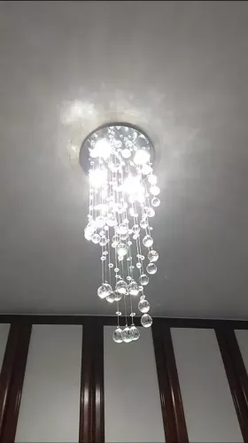 Lustre Espiral de Cristal K9 Legitimo para Sala de Jantar - Base 30cm Inox