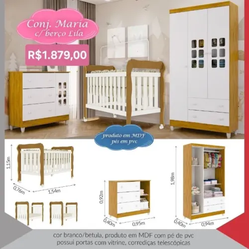 Quarto de bebê Maria c/ berço Lila