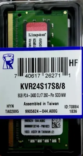 Memória Ram Kingston 8GB DDR4 2400MHz para notebook (SODIMM), modelo KVR24S17S8/8