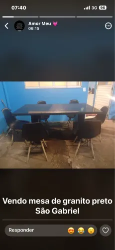 Vendo mesa de granito com 6 cadeiras