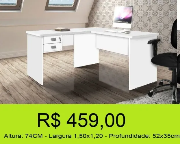 Escrivaninha em L - Parcelamos sem juros