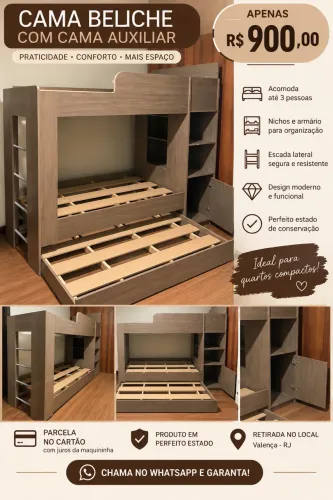 Beliche com cama auxiliar