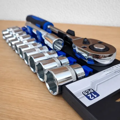 Jogo Chave Catraca Grande 1/2" Completo 12 Peças 10 Ao 22mm Carro Moto