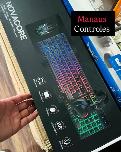 Kit gamer 4 itens promoção headset/mouse/teclado/mousepad