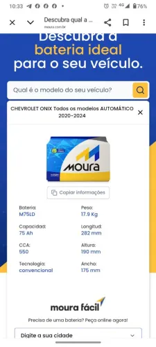 Bateria automotiva de toda amperagem
