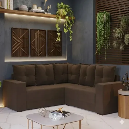 Sofa de canto marrom novo