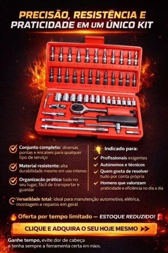 Kit chave catraca 46 PCS multifuncional