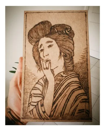 Quadro decorativo personalizado em pirografia