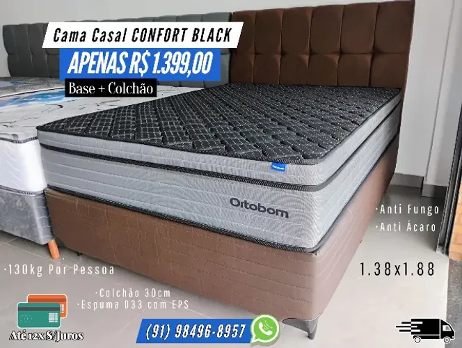 CAMA CASAL CONFORT BLACK ORTOBOM 