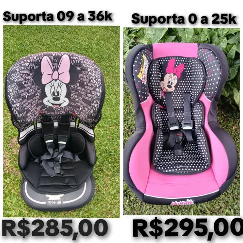 Duas cadeirinhas carro minnie
