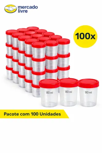 Potes plásticos organizadores - 100 unidades 80ml  