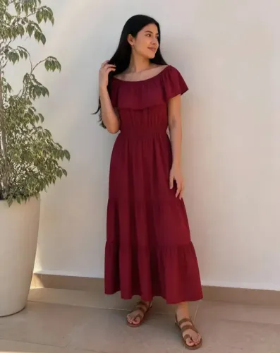 Vestido Marsala Longo. Tamanho Gg