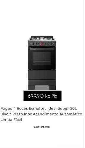 Fogão 4 bocas Acendimento elétrico NOVO