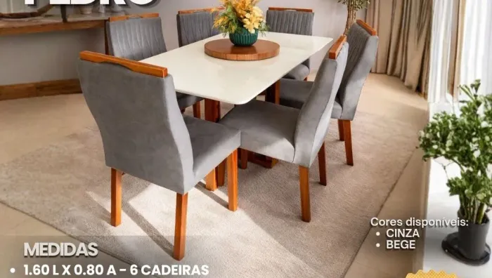 Mesa de jantar 160x80 madeira maciça pronta entrega 