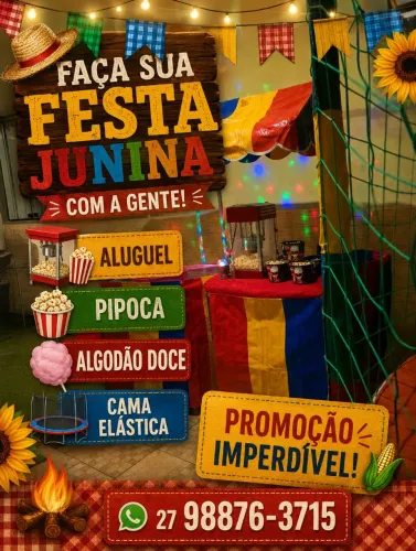 Pula pula, algodão doce e pipoca 