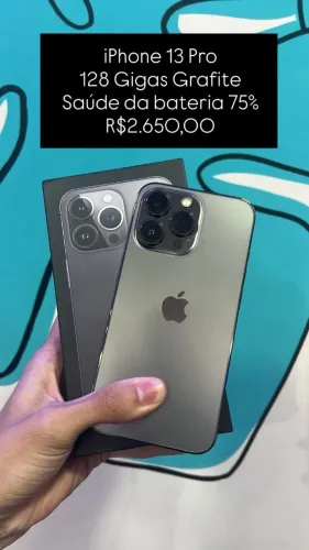 Seminovo: iPhone 13 Pro / 128 GB /  Grafite / Saude de Bateria 75% - Loja Fisica