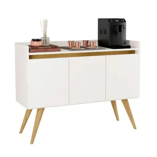 Buffet Gold com 3 portas Branco/Mel