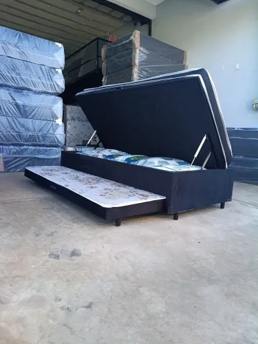 Cama de solteiro baú com cama auxiliar
