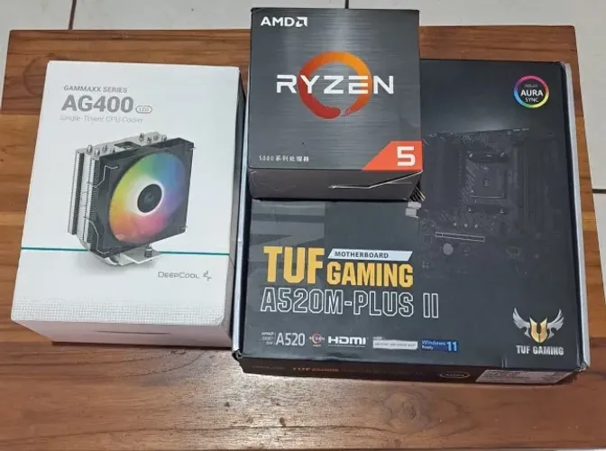 Kit Upgrade Gamer: Ryzen 5 5600 + Placa-Mãe ASUS TUF A520M-Plus II + Cooler AG400